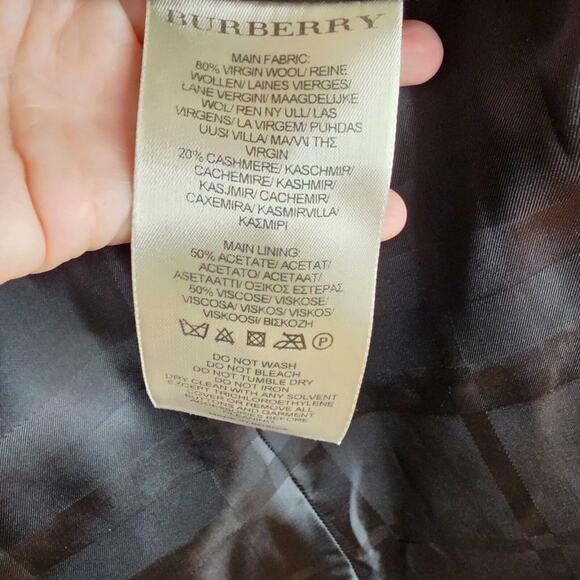Burberry London Black Double Breasted Cashmere Wool Blend Pea Coat Jacket 8 - Picture 4 of 8